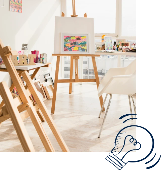 Artist working in a private studio space